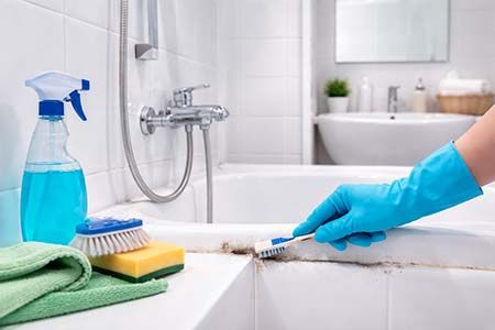 Joints noircis dans la salle de bain